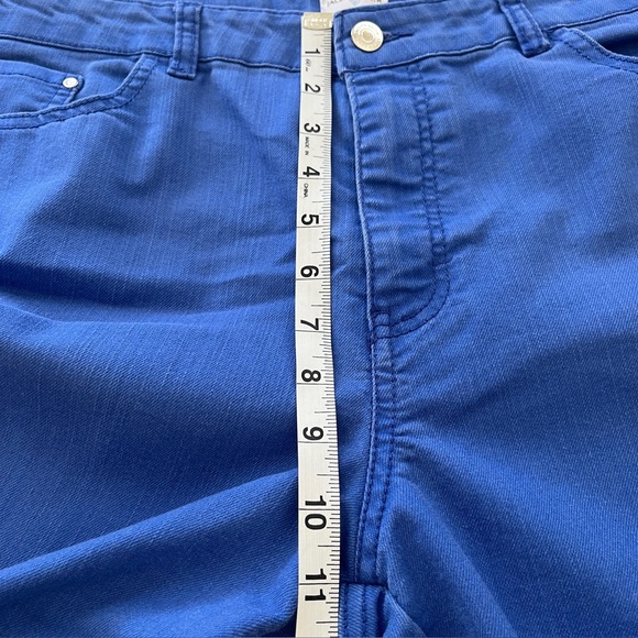 Jaclyn Smith Women SZ 14 Nautical Blue Denim Stretch Coastal Jeans Capri Beach - Picture 6 of 9
